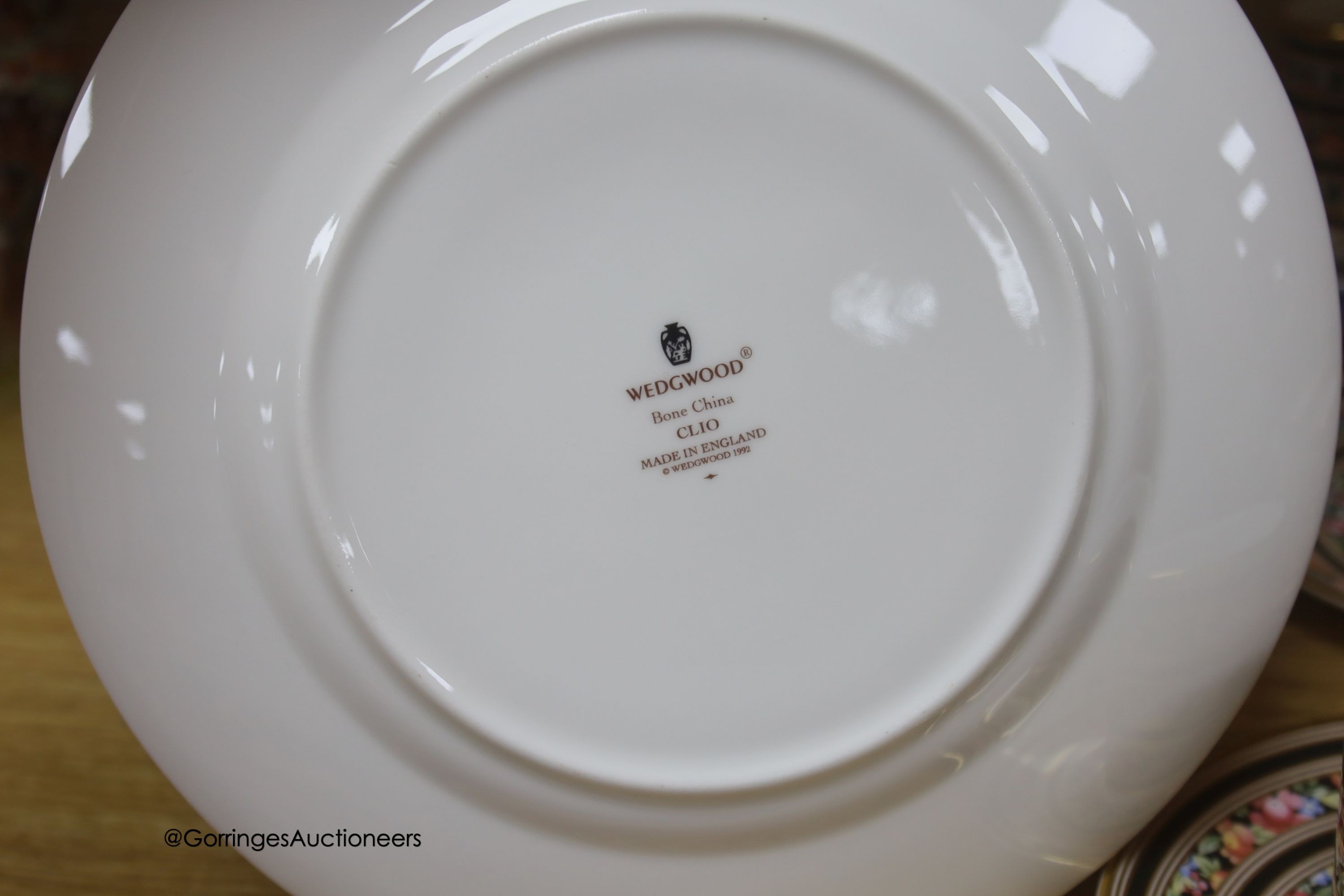 A Wedgwood Clio design coffee set for ten and an Orrefors dish